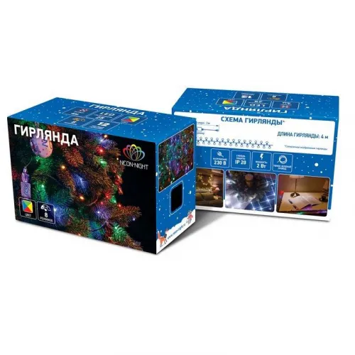 Гирлянда "ТВИНКЛ ЛАЙТ LED" (с контроллером 8 режимов) 4м 25LED 2Вт 220В IP20 син. провод темн.-зел. ПВХ NEON-NIGHT 303-013 фото 2