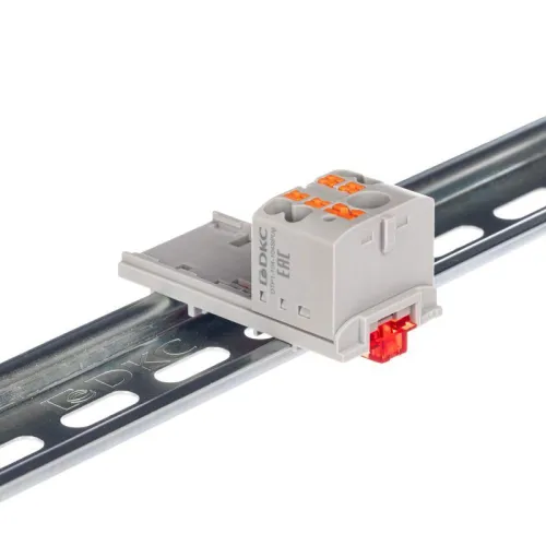 Блок распределительный зажим push-in 1 ввод 6кв.мм 4 точки подключения 25кв.мм сер. DKC DTP1-104-104SPUG фото 2