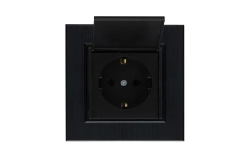 Розетка 1-м с крышкой Karea LINE STAR с заземл. чер. Makel 86054029