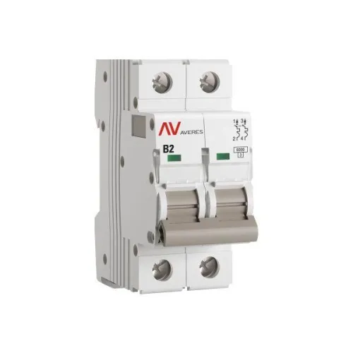 Выключатель автоматический модульный 2п B 2А 6кА AV-6 AVERES EKF mcb6-2-02B-av