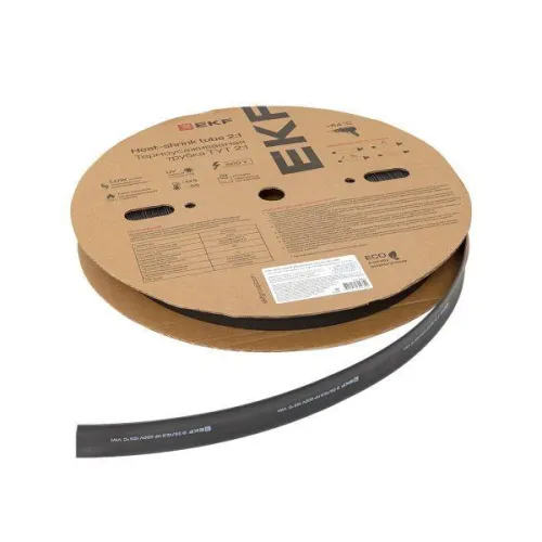 Трубка термоусадочная ТУТ нг 25/12.5 черн. PROxima (уп.50м) EKF tut-25-b фото 2