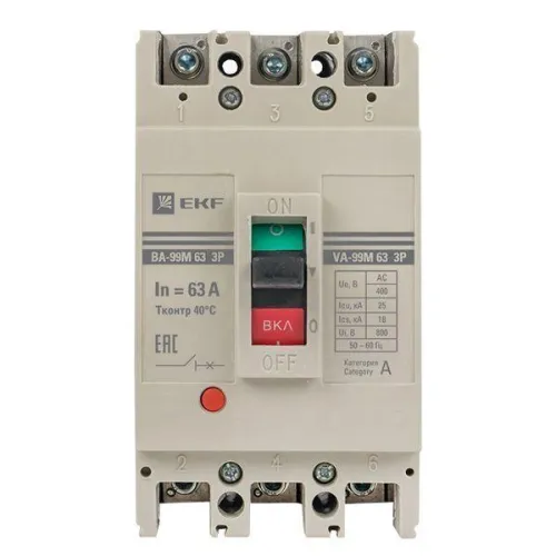 Выключатель автоматический 3п 63/63А 25кА ВА-99М PROxima EKF mccb99-63-63m фото 6