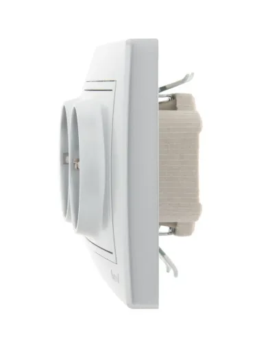 Розетка 2-м СП Mira 16А IP20 с заземл. со вставкой керамика сер. метал. LEZARD 701-1010-127 фото 4