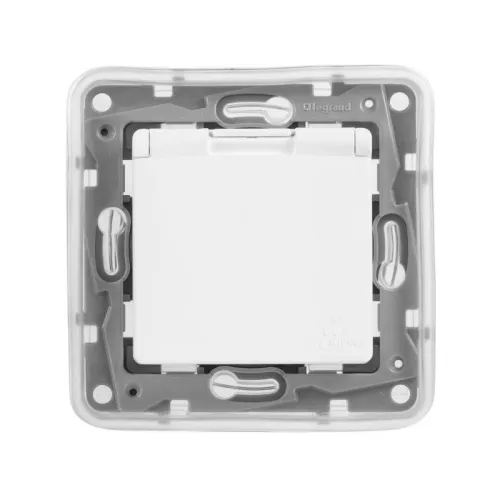 Розетка 1-м СП Etika 16А IP44 250В 2P+E с заземл. защ. шторки с крышкой немецк. стандарт безвинтов. клеммы механизм бел. Leg 672232 фото 2