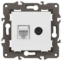 Розетка ЭРА Elegance 14-3110-01М RJ45+TV матов. бел. Эра Б0065767
