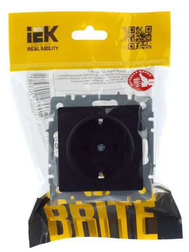 Розетка BRITE РС14-1-0-БрЧ 16А с заземл. защ. шторки механизм черн. IEK BR-R14-16-K02 фото 8