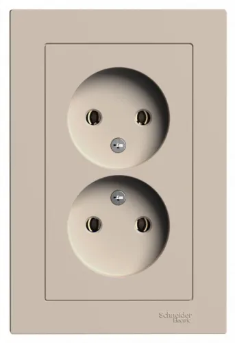 Розетка 2-м. AtlasDesign 16А без заземл. в сборе песочн. SE ATN001220 фото 3