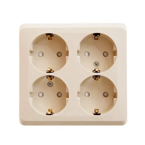 Розетка 4-м ОП Этюд 16А 250В с заземл. с заземл. защ. шторки крем. SE PA16-208K фото 4