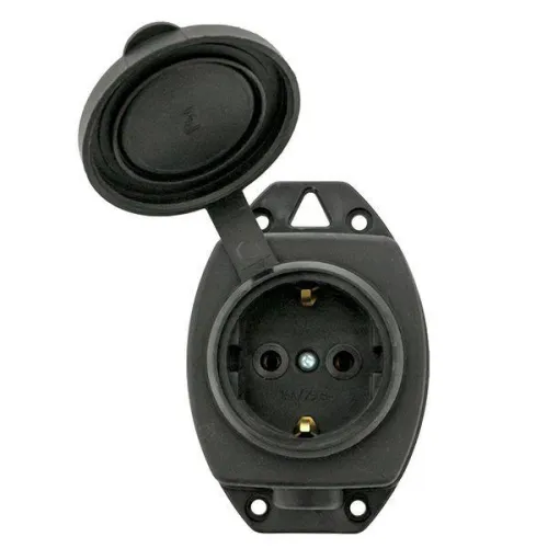 Розетка настенная 16А IP44 230В 2P+PE с защ. крышкой каучук Basic EKF RPS-014-16-230-44 фото 2