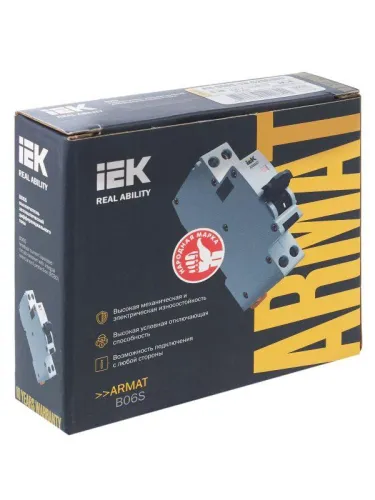 Выключатель автоматический дифференциального тока 2п (1P+N) C 20А 30мА тип AC АВДТ B06S 18мм ARMAT IEK AR-B06S-1N-C20C030 фото 3