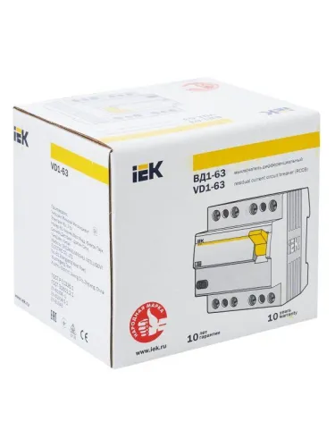Выключатель дифференциального тока (УЗО) 4п 63А 100мА тип AC ВД1-63 KARAT IEK MDV10-4-063-100 фото 11