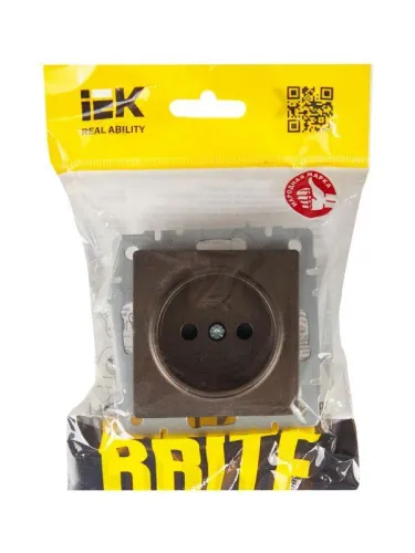 Розетка СП BRITE РСш10-2-БрТБ 10А без заземл. защ. шторки механизм бронза IEK BR-R13-10-K45 фото 5