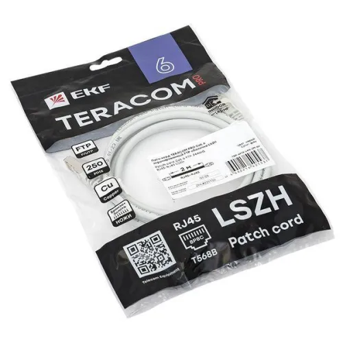 Патч-корд кат.6 экранированный FTP оболочка LSZH сер. (2.0м) TERACOM PRO EKF TRP-6FTP-LSH-2M-GY фото 4
