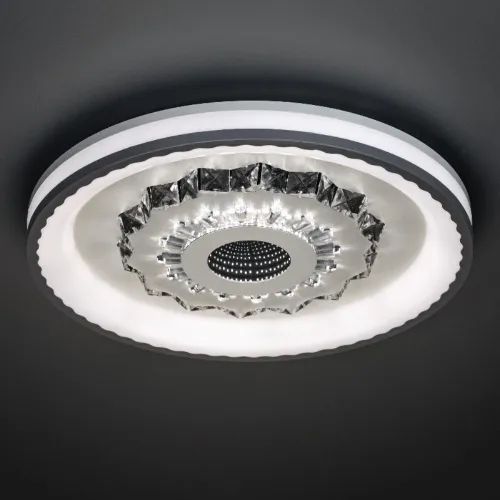 Люстра светодиодная CRYSTAL 3D 120Вт 480х480х60мм 40кв.м потолочная ДУ 3 режима диммир. бел. Ritter 52368 0 фото 3