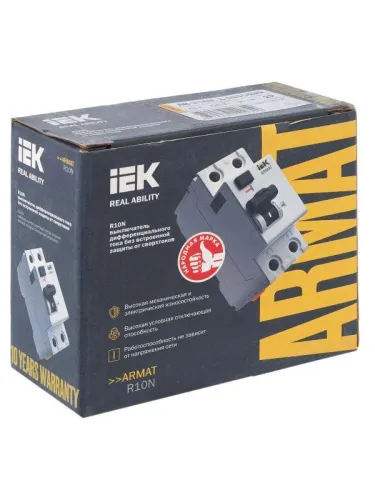 Выключатель дифференциального тока (УЗО) 2п 63А 30мА тип AC ВДТ R10N ARMAT IEK AR-R10N-2-063C030 фото 11