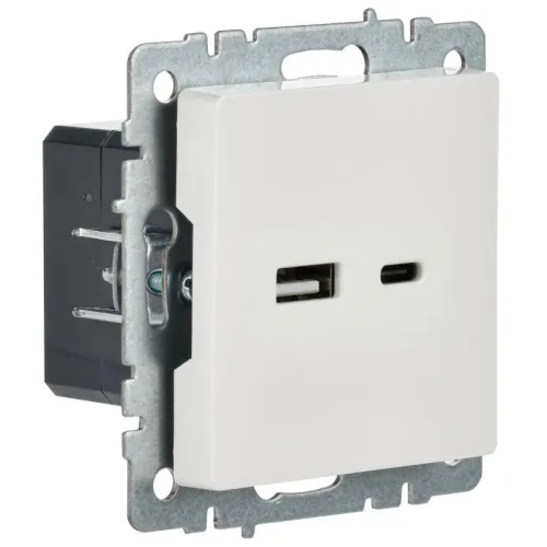 Розетка BRITE USB A+C 18Вт РЮ11-1-БрБ механизм бел. IEK BR-U22-018-K01 фото 5