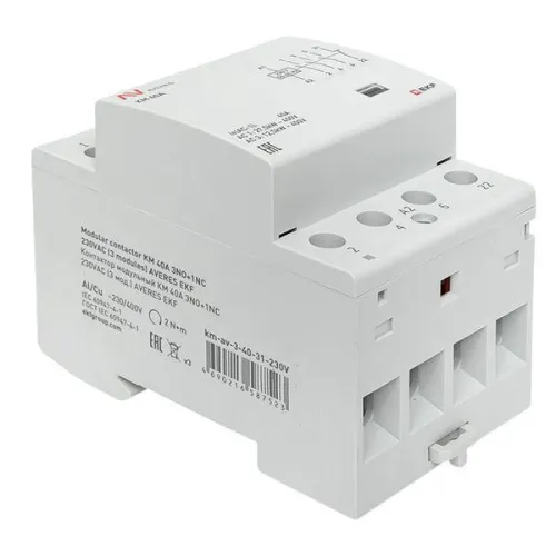 Контактор модульный КМ 40А 3NO+1NC 230В AC (3 мод.) AVERES EKF km-av-3-40-31-230V фото 3