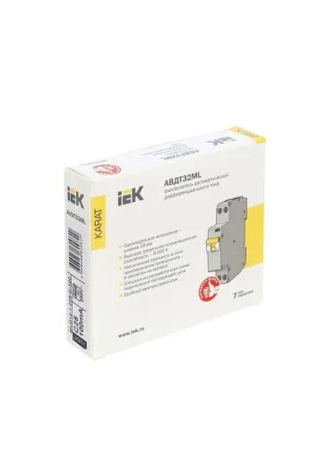 Выключатель автоматический дифференциального тока C 25А 100мА АВДТ32МL KARAT IEK MVD12-1-025-C-100 фото 11