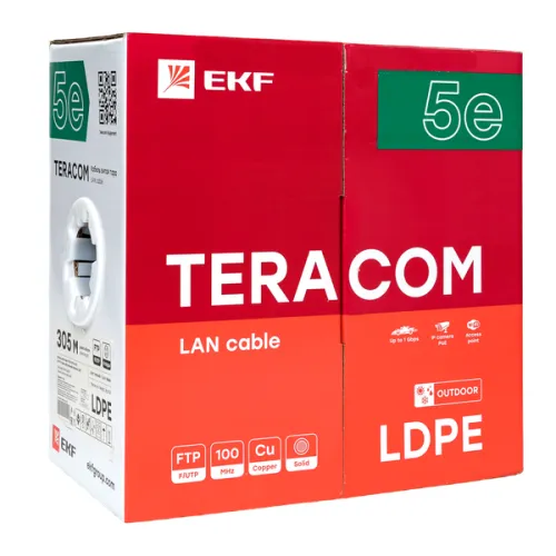 Кабель витая пара F/UTP кат.5E 4 пары solid внешн. LDPE черн. TERACOM EKF TRC-5EFTP-04PE-BK-OUT3 фото 4