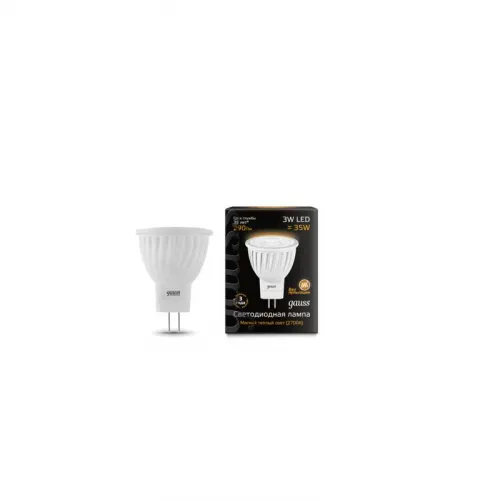 Лампа светодиодная Black 3Вт MR11 софит 3000К тепл. бел. GU4 290лм GAUSS 132517103