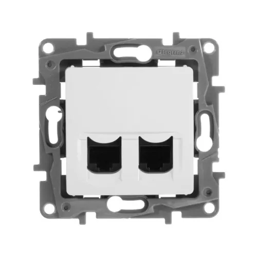 Розетка компьютерная 2-м СП Etika RJ45 кат.5E UTP механизм бел. IEK 672255 фото 4