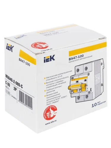 Выключатель автоматический модульный 2п C 80А 10кА ВА47-100 KARAT IEK MVA40-2-080-C фото 11