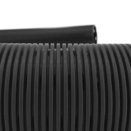 Труба гофрированная двустенная ПНД гибкая дренажная d110мм без фильтра SN6 перфорация 360град. черн. (уп.50м) DKC 140911A фото 3