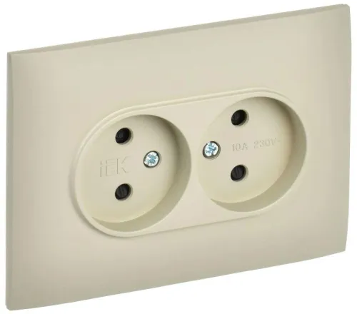 Розетка 2-м SKANDY 10А без заземл. защ. шторки в сборе SK-R09B беж. IEK SK-R23-10-K10-F