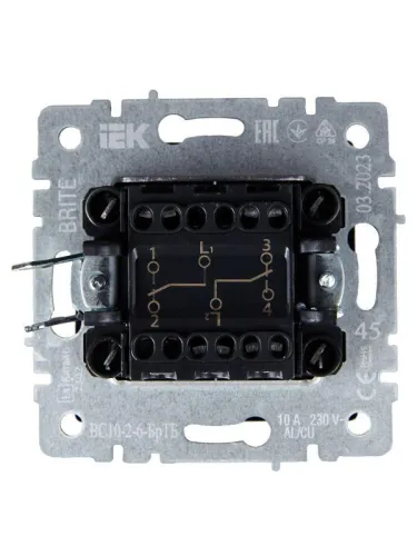 Выключатель проходной 2-кл. СП BRITE ВС10-2-6-БрТБ 10А механизм бронза IEK BR-V22-0-10-K45 фото 6