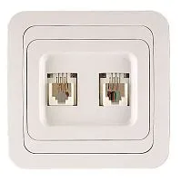 Розетка телефонная 2-м СП Mimoza 16А IP20 бел./бел. Makel 12034