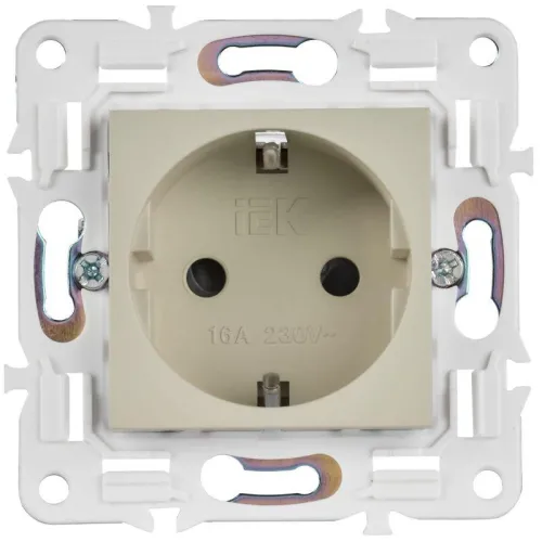 Розетка SKANDY 16А с заземл. защ. шторки SK-R04B беж. IEK SK-R14-16-K10 фото 3