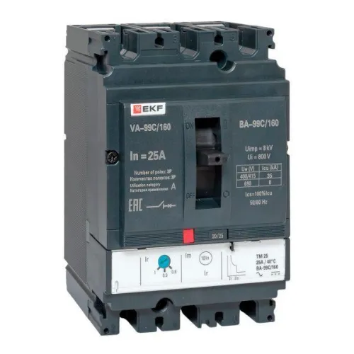 Выключатель автоматический 3п 160/25А 36кА ВА-99C Compact NS PROxima EKF mccb99C-160-25