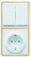 Блок БКВР-035 Бэлла (2-кл. выкл. + евророзетка с защ. шторками) зол. Кунцево 5836