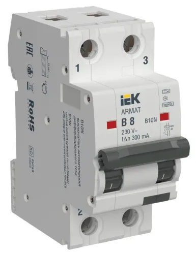 Выключатель автоматический дифференциального тока 2п B 8А 300мА тип A АВДТ B10N ARMAT IEK AR-B10N-2-B008A300