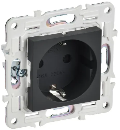 Розетка SKANDY 16А с заземл. защ. шторки безвинт. крепл. SK-R06G графит IEK SK-R14-16-1-K53