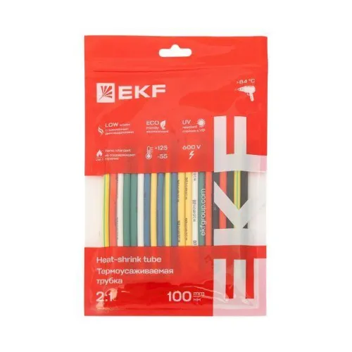 Набор трубок термоусадочных ТУТ нг тонкостен. 4/2 (7 цветов по 3шт 100мм) EKF tut-n-4 фото 3