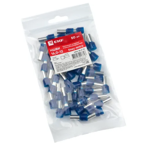 Наконечник штыревой втулочный изол. НШвИ 16.0-12 (уп.50шт) EKF nhvi-16.0-12 фото 3