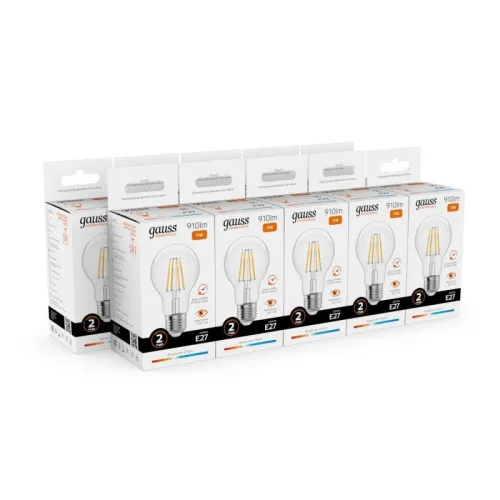 Лампа светодиодная филаментная Filament Elementary А60 11Вт 2700К Е27 910лм GAUSS 22211 фото 4