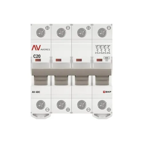 Выключатель автоматический модульный 4п C 20А 6кА AV-6 AVERES EKF mcb6-DC-4-20C-av фото 4