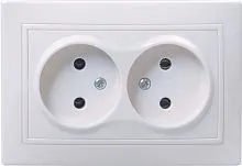 Розетка 2-м СП Кварта РС12-2-КБ 10А без защ. шторки без заземл. керам. бел. GENERICA ERK20-K01-10-K