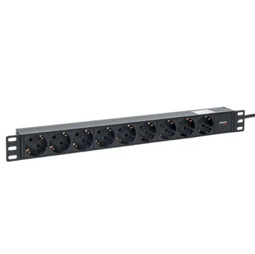 Блок PDU TERACOM PRO 19дюйм 1U 10А/250В 9 роз. Schuko шнур 2м 3х1.5кв.мм вилка C14 корпус пластик черн. EKF TRP-HPD-PL-10A-9SH-2MC14