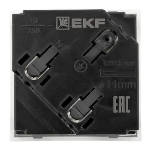 Розетка 45х45 45град. с заземл. быстрозажимные клеммы бел. EKF E2MR16-028-10-45-SL фото 4