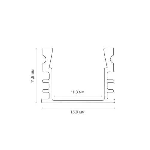 Комплект накладного алюм. профиля с рассеивателем 16х12мм 1м Rexant 146-401-1 фото 2