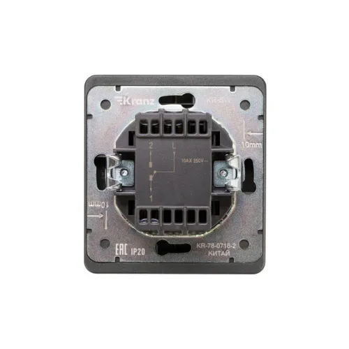 Выключатель проходной (переключатель) 1-кл. СП ROUND MIELE 10А с подсветкой титан Kranz KR-78-0716-2 фото 3