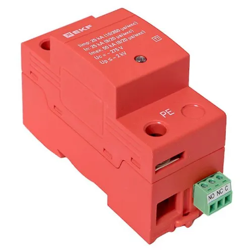 Устройство защиты от импульсных перенапряжений класс 1 Iimp 25кА (10/350мкс) 1P EKF spd-t1-1p фото 3