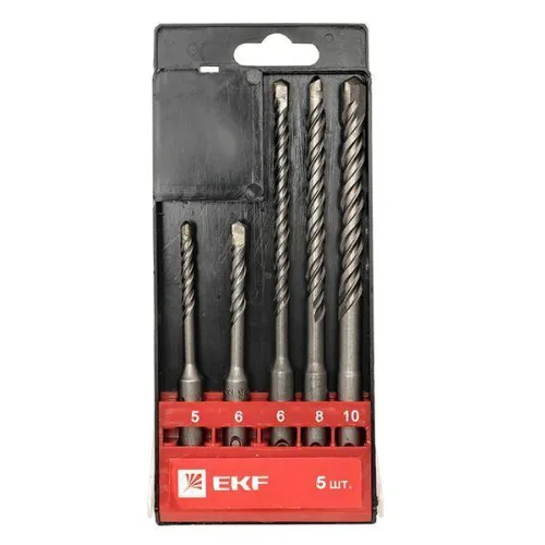 Набор буров по бетону SDS-plus (5/110; 6/110; 6/160; 8/160; 10/160) 2 резца 4S спираль Master EKF db-h5-2x4 фото 4