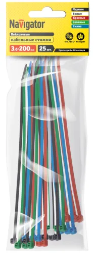Хомут 14 119 NCT-036-200-25-C (уп.25шт) цветной Navigator 14119 фото 3