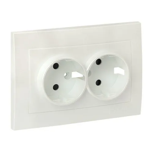 Панель лицевая Валенсия для 2-м розетки 16А с заземл. защ. шторки жемчуж. PROxima EKF ESR16-L-128-50