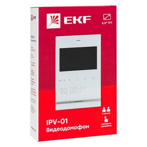 Видеодомофон IPV-01 бел. 4''TFT 4пр. 2 канала IP20 EKF int-ipv-01 фото 5