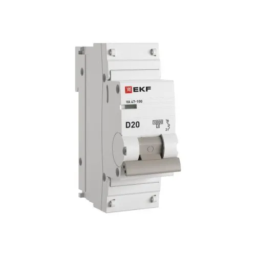 Выключатель автоматический модульный 1п D 20А 10кА ВА 47-100 PROxima EKF mcb47100-1-20D-pro